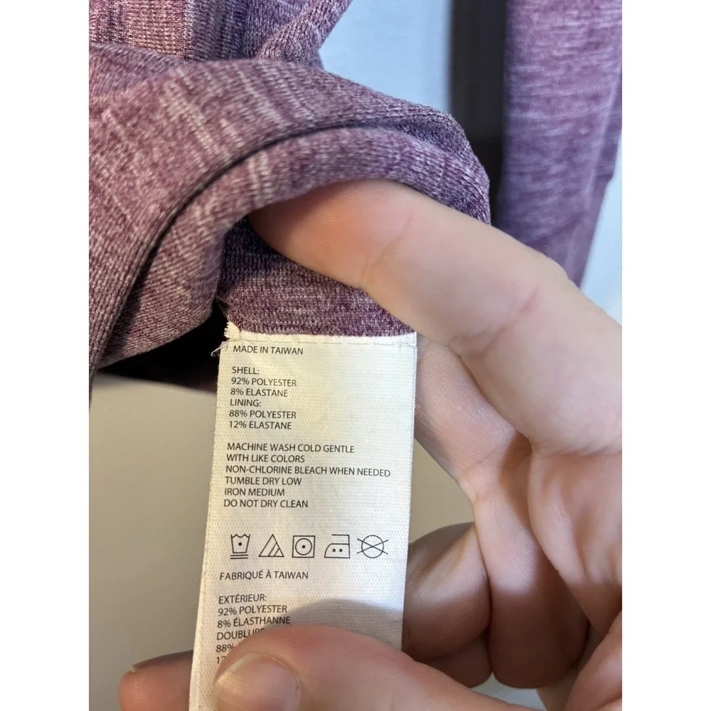 Prana Ember Performance Knit Cowl Neck Pullover Sweater Sz M Purple‎ Hiking